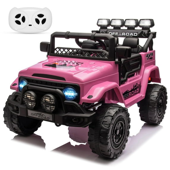 Garvee 12V Ride on Truck Car with Remote Control, Ride-On Toys Gift for Kids with 3 Speeds, Suspension, LED Lights, Music, Electric Car for Toddlers 2-7 Ages