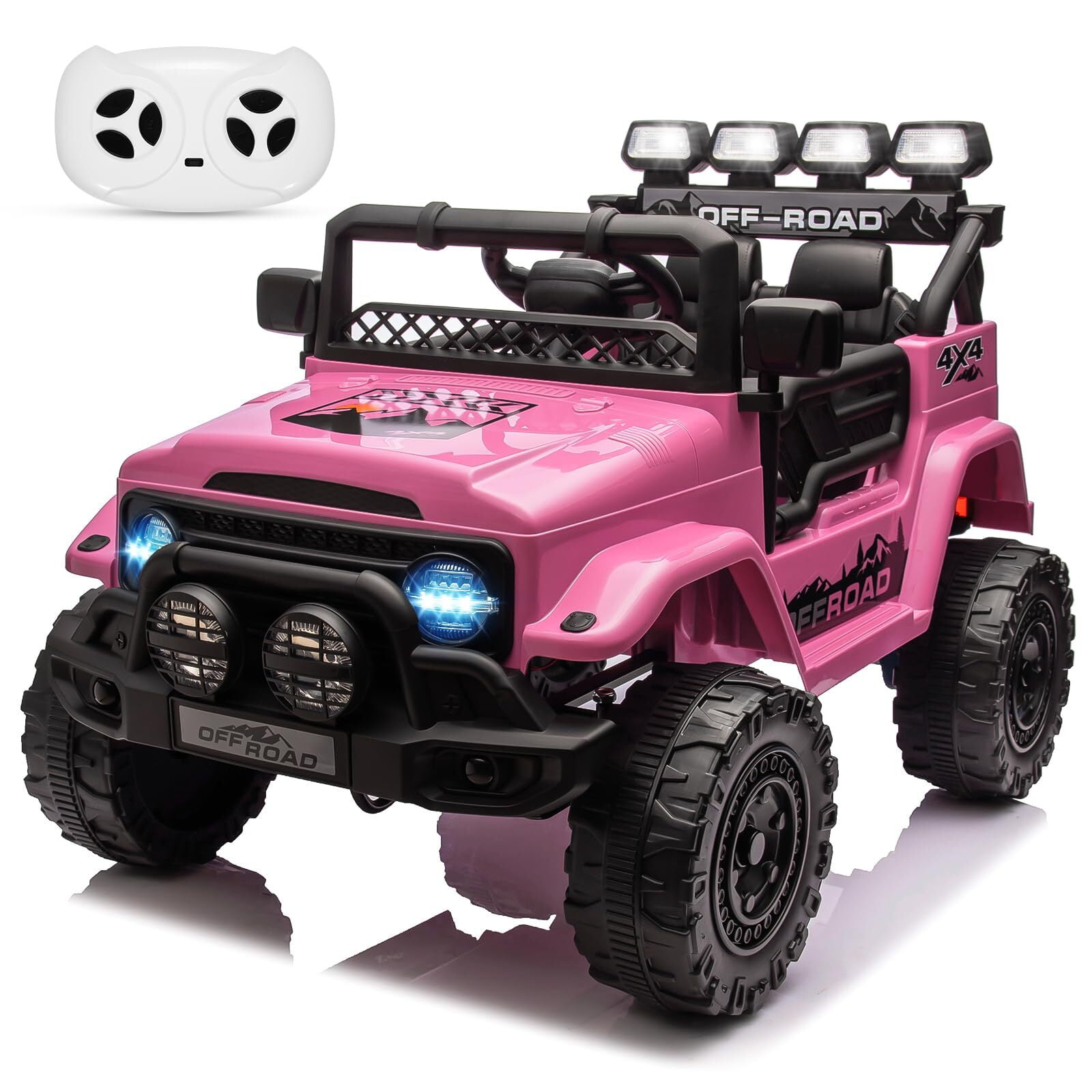 GarveeLife 12V Kids Ride On Truck With Remote Control - Electric Car For Ages 3-8, Pink, Spring Suspension