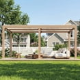 thumbnail image 1 of Garvee 12x20 FT Outdoor Louvered Pergola with Wood Grain Finish, Heavy Duty Aluminum Frame Gazebo for Backyard, Patio, Lawn, Weather Resistant Canopy, 1 of 9