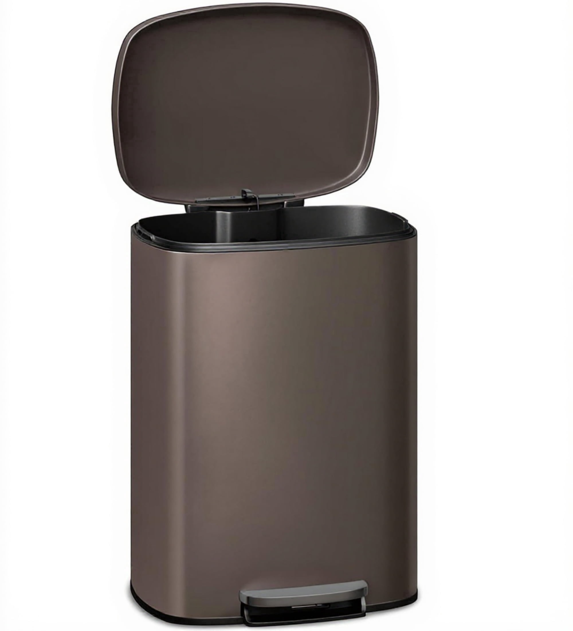 Garvee 13.2 Gallon Stainless Steel Kitchen Trash Can with Lid, 1 Inner Bucket, Brown