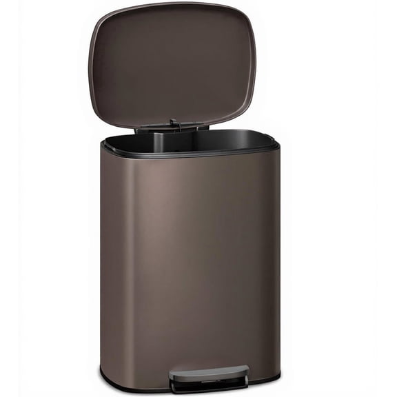 Garvee 13.2 Gallon Stainless Steel Kitchen Trash Can with Lid, 1 Inner Bucket, Brown