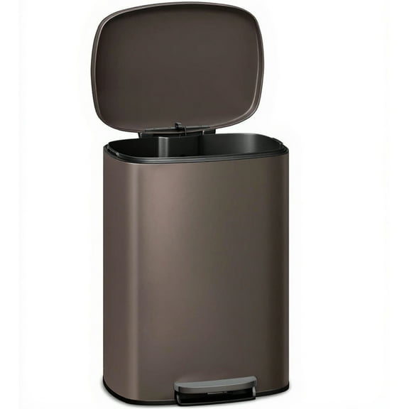 Garvee 13.2 Gal Stainless Steel Kitchen Trash Can with Lid, 1 Inner Bucket, Brown