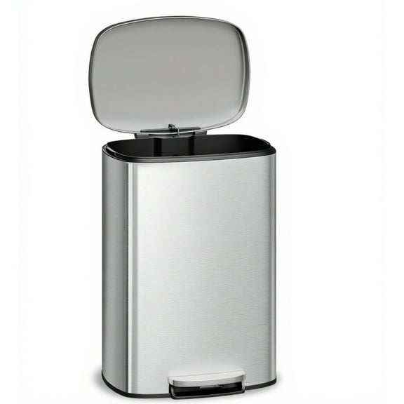 Garvee 13.2 Gal Stainless Steel Kitchen Trash Can with Lid, 1 Inner Bucket, Silver