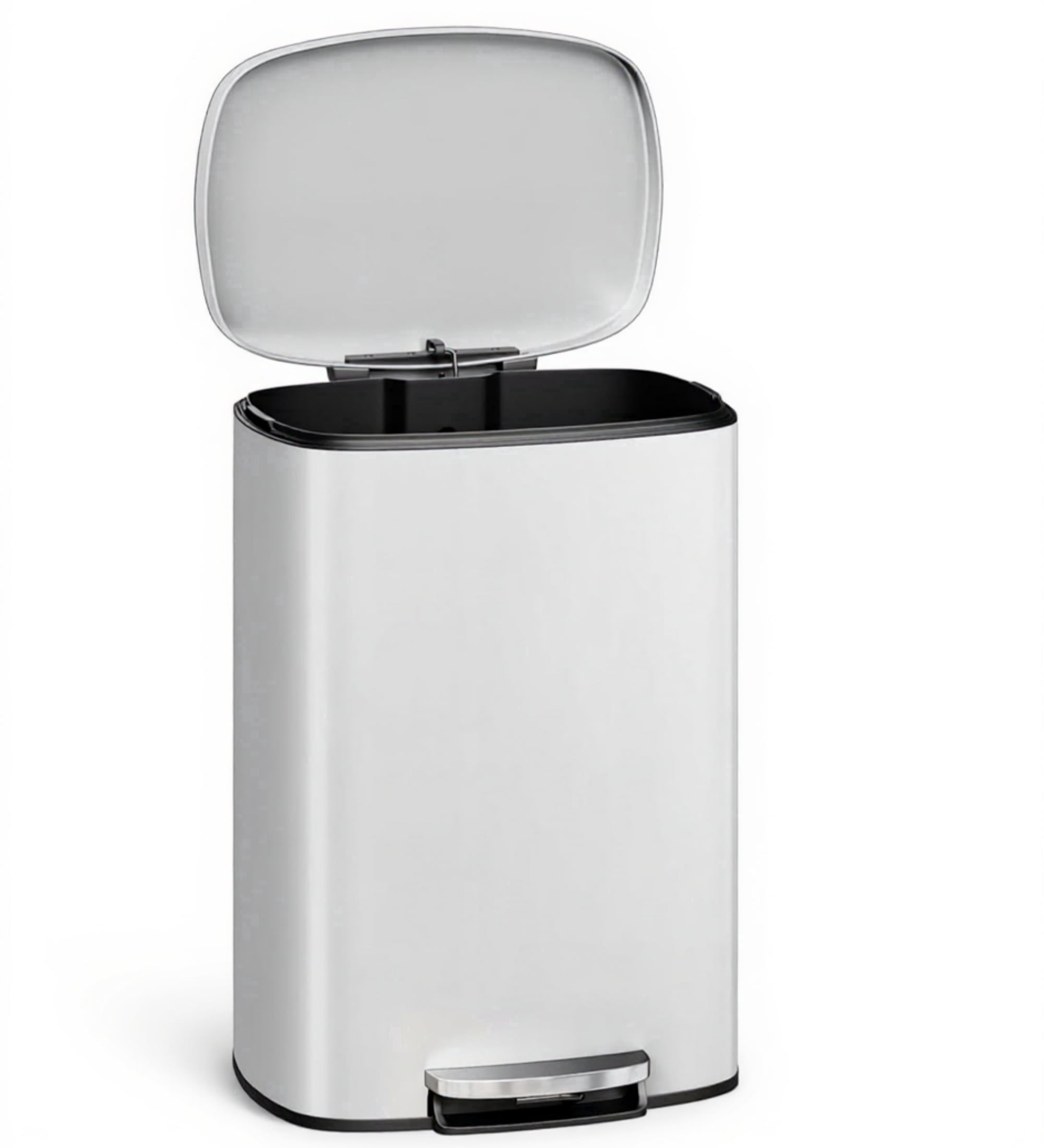 Garvee 13.2 Gallon Stainless Steel Kitchen Trash Can with Lid, 1 Inner Bucket, White