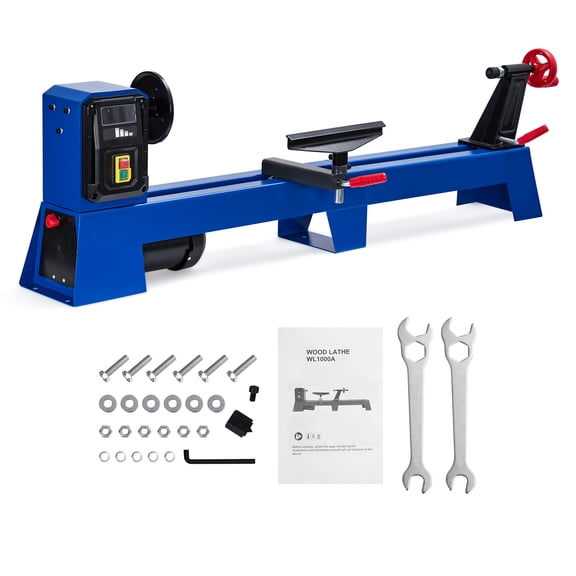 Garvee 14" x 40" Benchtop Wood Lathe, 1/2 HP Motor with Infinitely Variable Speed 1040-2980 RPM, Wood Turning Lathe Machine Includes 2 Chisels & Wrench for Woodworking, Woodturning Projects