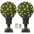 thumbnail image 1 of Garvee 16" Pre-Lit Artificial Topiary Ball – Lush Green Boxwood Plant with 8 Lighting Modes, Timer & Remote, Gold Urn Base – Indoor & Outdoor Porch, Garden, Front Door Decor, 1 of 7