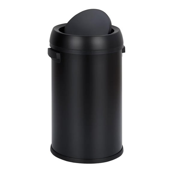 Garvee 17 Gallon/65 Liter Stainless Steel Swing Top Trash Can, Heavy Duty Round Trash Bin with Swing Lid, Commercial Large Garbage Can, for Kitchen, Restaurant, Office, Matte Black