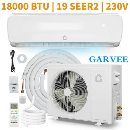 Garvee 18000 BTU Air Conditioners with Heat, 19 SEER2 Mini Split AC for Cools Rooms up to 1250 Sq.ft, 230V, White