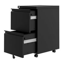 Garvee 2 Drawer Rolling Filing Cabinet with Lock and Key, Under Desk Metal Storage Cabinet for Home Office, Black