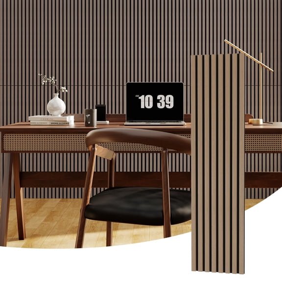 Garvee 2-Pack 3D Fluted Wood Slat Acoustic Panels, Soundproof Wall Panels, 47.2"x11.8", Brown