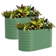 Garvee 2 Pack 4x2x2ft Galvanized Raised Garden Beds Kit,Outdoor Metal Gardening Planter Box,Green