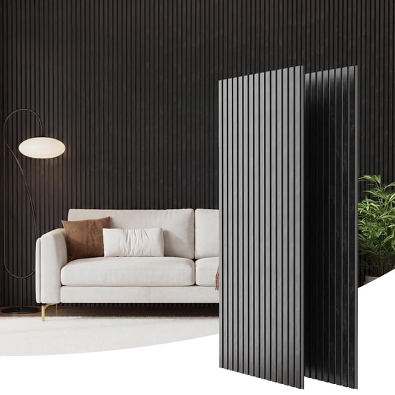 Garvee 2-Pack Acoustic Panels 47.2 x 23.6 Inches, MDF Wood Slat Sound Absorbing Wall Panels with PET Felt Backing, Noise Reducing Decorative Panels for Home Theater Living Room , Deep Black