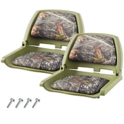 Garvee 2 Pack Folding Boat Seats Low Back, Waterproof Marine Grade PVC Leather Fishing Boat Seat with Thickened Sponge, Rust-Proof Aluminum Hinges for Fishing, Pontoon, Speedboat