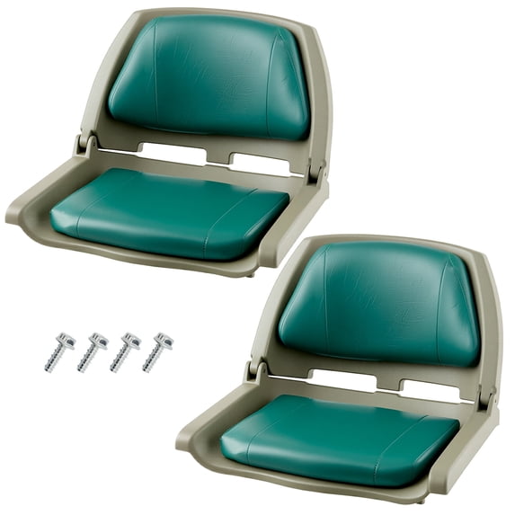Garvee 2 Pack Folding Boat Seats Low Back, Waterproof Marine Grade PVC Leather Fishing Boat Seat with Thickened Sponge, Rust-Proof Aluminum Hinges for Fishing, Pontoon, Speedboat