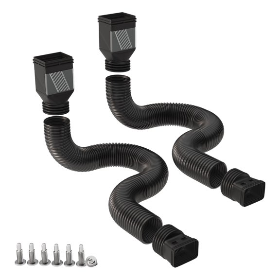 Garvee 2 Pack Rain Gutter Downspout Extensions with Adapters, Extendable from 22" to 63", Black