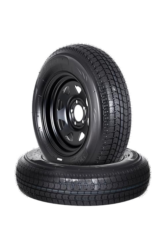 2-Pack ST205/75D15 Trailer Tires and15" Rims, 5 Lug on 4.5" Bolt Pattern, 6PR Load Range C, Heavy Duty 205 75 15 Trailer Tires Rims for Utility, Boat, Camper, Cargo Trailers
