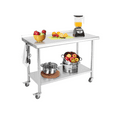 thumbnail image 1 of Garvee 2-Tier Stainless Steel Prep Table 36x24 Inch,  NSF Certified Heavy Duty Metal Workbench with Lockable Wheels, Adjustable Undershelf & Hooks, Kitchen Work Table for Restaurant, Bakery, 1 of 8