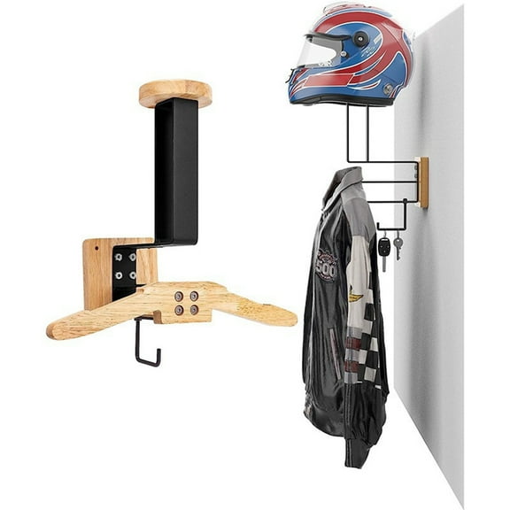 Garvee 2 Wood + Iron Wooden Tactical Equipment Organizer Police Equipment Solid Wood Hanger Wall Mounted Motorcycle Helmet Storage Rack