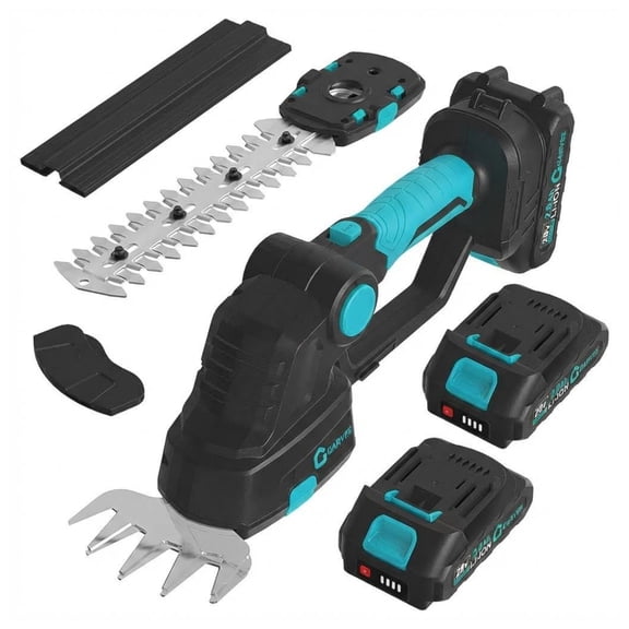 Garvee 2-in-1 Cordless Hedge Trimmer, 20V Lightweight Grass Shears & Hedge Trimmer with 2.0Ah Battery and Charger, Blue/Black