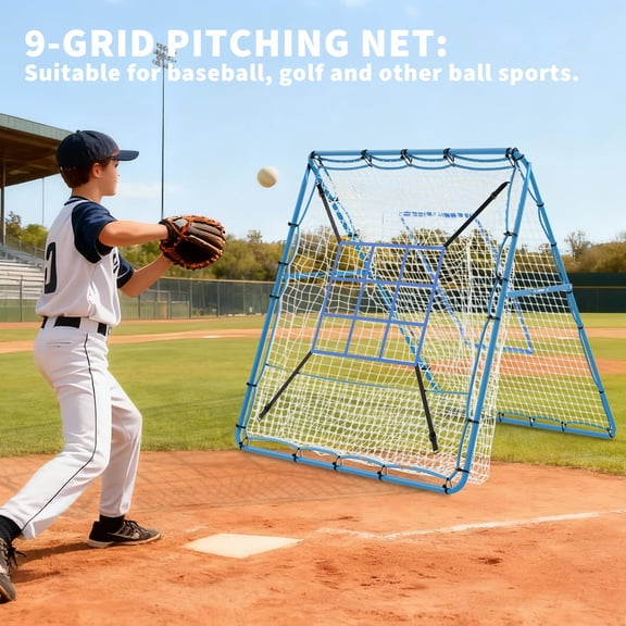 Garvee 2-in-1 Multi-Sport Rebound Net 5x4ft with Adjustable Angle & 9-Hole for Baseball/Softball