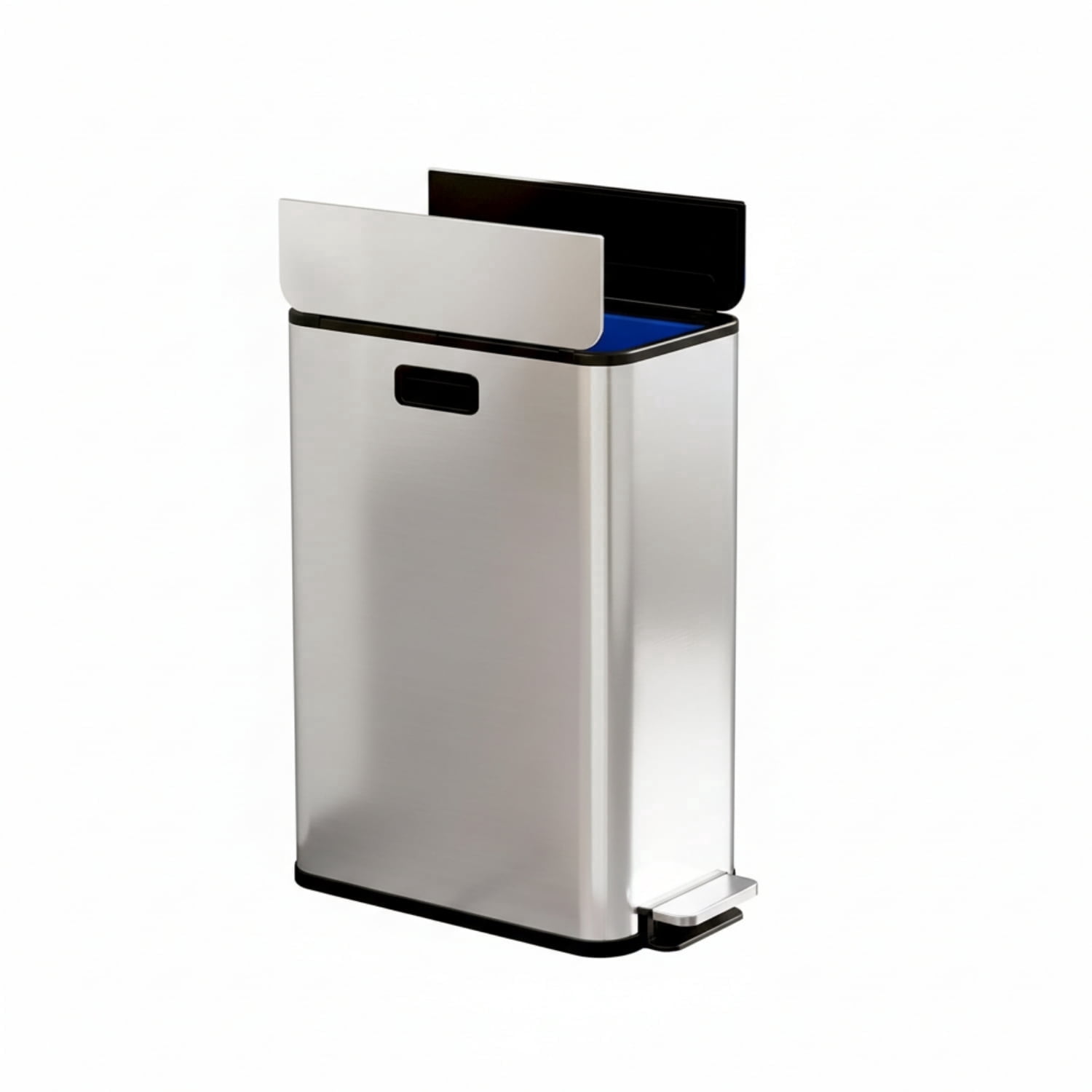 Garvee 14.79 Gallon Kitchen Step Trash Can with Lid, 2 Inner Bucket Waste & Recycling, Silver