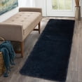 thumbnail image 1 of Garvee 2' x 8' Shag Fluffy Runner Rug Soft Plush Area Rug Carpet Non-Slip Fuzzy Bedside Rug Hallway Laundry, Dark Navy Blue, 1 of 6