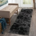 thumbnail image 1 of Garvee 2' x 8' Shag Fluffy Runner Rug Soft Plush Area Rug Carpet Non-Slip Fuzzy Bedside Rug Hallway Laundry, Gray Black, 1 of 5