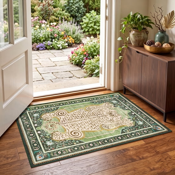 Garvee 2'x3' Vintage Tiger Oriental Small Area Rug Machine Washable Non ...
