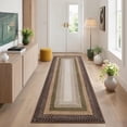 thumbnail image 1 of Garvee 2'x6' Farmhouse Bordered Runner Rug Braid Printed Carpet, Washable Soft Non Slip Rug for Hallway Bedroom Entryway, Brown and Green, 1 of 7