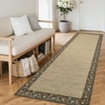 thumbnail image 1 of Garvee 2'x6' Floral Bordered Runner Rug Braided Print Carpet, Washable Rug Non-Slip Stain-Resistant Low Pile Indoor Floort Mat for Hallway Bedroom Kitchen, Brown, 1 of 8
