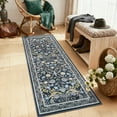 thumbnail image 1 of Garvee 2'x6' Floral Print Runner Rug Washable Rug, Low Pile Farmhouse Accent Carpet with Non Slip Backing Soft Floor Mats for Living Room Bedroom Hallway, Blue, 1 of 8