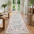 thumbnail image 1 of Garvee 2'x6' Floral Print Runner Rugs, Washable Vintage Rug Low Pile Farmhouse Carpet Stain Resistant Distressed Indoor Rugs for Hallway Bedroom Kitchen Entryway, Pink, 1 of 7