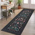 thumbnail image 1 of Garvee 2'x6' Floral Runner Rug Geometric Bordered Carpet, Butterfly Printed Rug Washable Non Slip Rug for Hallway Bedroom Farmhouse, Black, 1 of 8