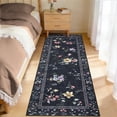 thumbnail image 1 of Garvee 2'x6' Floral Runner Rug Modern Print Bordered Carpet, Washable Rug Non Slip Indoor Floor Mat for Hallway Bedroom Kitchen, Black, 1 of 6