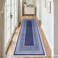 thumbnail image 1 of Garvee 2'x6' Geometric Bordered Runner Rug Boho Rug, Washable Non Slip Indoor Carpet for Hallway Bedroom Kitchen, Blue, 1 of 8