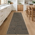 thumbnail image 1 of Garvee 2'x6' Geometric Runner Rug Easy Jute Carpet, Abstract Washable Rug Rainbow Non Slip Indoor Outdoor Accent Rug for Hallway Bedroom Kitchen, Black Coffee, 1 of 6