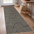 thumbnail image 1 of Garvee 2'x6' Geometric Runner Rug Easy Jute Carpet, Abstract Washable Rug Rainbow Non Slip Indoor Outdoor Accent Rug for Hallway Bedroom Kitchen, Black, 1 of 6