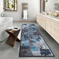 thumbnail image 1 of Garvee 2'x6' Kitchen Runner Rug Geometric Rug Modern Leaf Pattern Runners Non-Slip Soft Foldable Rugs for Hallway Laundry Room, Blue/Grey, 1 of 7