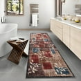 thumbnail image 1 of Garvee 2'x6' Kitchen Runner Rug Geometric Rug Modern Leaf Pattern Runners Non-Slip Soft Foldable Rugs for Hallway Laundry Room, Red/Brown, 1 of 7