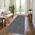 thumbnail image 1 of Garvee 2'x6' Modern Abstract Runner Rug Rainbow Stripe Carpet, Washable Rugs Simple Style Home Decor Carpet with Non-Slip Backing Low Pile Floor Mat for Hallway Entryway Bedroom, Black, 1 of 7