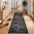 thumbnail image 1 of Garvee 2'x6' Modern Abstract Striped Runner Rug Washable Rug, Soft Non Slip Low‑Pile Indoor Carpet for Hallway Bedroom Kitchen, Dark Gray, 1 of 8