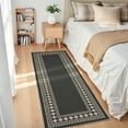 thumbnail image 1 of Garvee 2'x6' Modern Bordered Rug Solid Runner Rug, Geometric Washable Rugs Stain Resistant Low Pile Rug Non Slip Indoor Outdoor Carpet for Hallway Bedroom Home Office, Black, 1 of 8