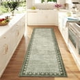 thumbnail image 1 of Garvee 2'x6' Modern Bordered Runner Rug Farmhouse Neutral Carpet, Washable Rug Non Slip Soft Rugs for Hallway Bedroom Kitchen, Green, 1 of 8