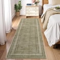 thumbnail image 1 of Garvee 2'x6' Modern Bordered Runner Rug Geometric Carpet, Washable Non Slip Rug for Hallway Bedroom Home Decor, Green, 1 of 9
