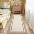 thumbnail image 1 of Garvee 2'x6' Modern Bordered Runner Rug Solid Rugs, Washable Rugs Neutral Minimalist Carpet with Non Slip Backing Soft Thin Low Pile Rugs for Hallway Bedroom Home Decor, Beige Pink, 1 of 9