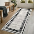thumbnail image 1 of Garvee 2'x6' Modern Bordered Runner Rugs, Machine Washable Non Slip Rugs Contemporary Rug Stain Resistant Low Pile Rug Carpet for Entryway Bedroom Hallway Kitchen, Gray, 1 of 8