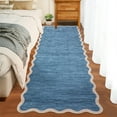 thumbnail image 1 of Garvee 2'x6' Modern Scalloped Runner Rug Washable Rug with Non Slip Backing, Neutral Farmhouse Soft Low Pile Carpet for Hallway Bedroom Home Office, Blue, 1 of 8