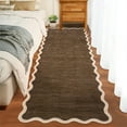 thumbnail image 1 of Garvee 2'x6' Modern Scalloped Runner Rug Washable Rug with Non Slip Backing, Neutral Farmhouse Soft Low Pile Carpet for Hallway Bedroom Home Office, Brown, 1 of 8