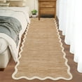 thumbnail image 1 of Garvee 2'x6' Modern Scalloped Runner Rug Washable Rug with Non Slip Backing, Neutral Farmhouse Soft Low Pile Carpet for Hallway Bedroom Home Office, Camel, 1 of 8