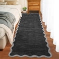thumbnail image 1 of Garvee 2'x6' Modern Scalloped Runner Rug Washable Rug with Non Slip Backing, Neutral Farmhouse Soft Low Pile Carpet for Hallway Bedroom Home Office, Dark Gray, 1 of 8